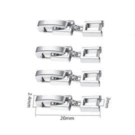 4 PCS Bracelet Extender Clasps,Granmagazz Fold Over Clasp, Fold Over Clasp Extender, Brass Watch Strap Clasps Jewelry Extender for Bracelets, Watches, Necklaces Crafts Making (Silver)