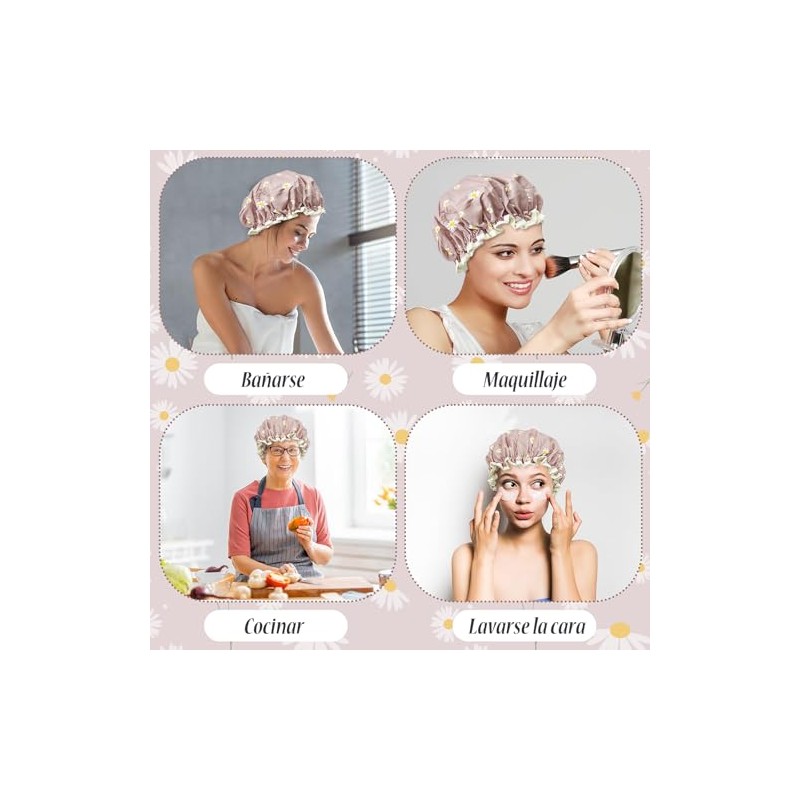 3 Piezas - Gorras para Baño, Reutilizable Gorros para Regadera,