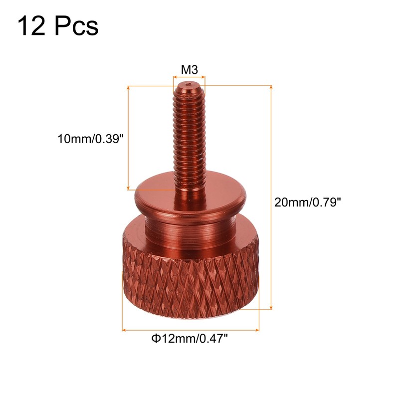 sourcing map 12pcs M3x10mm Knurled Thumb Screw Computer Case Threaded