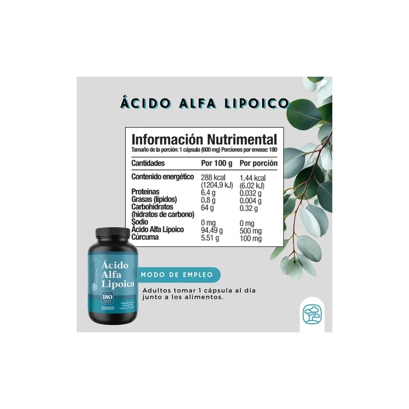 Ácido Alfa Lipóico (ala) 600mg Con Curcuma 180 Cáps Momosie