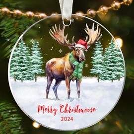 Moose Ornament - Moose Christmas Ornament - Moose Ornaments for Christmas Tree, Moose Animal Christmas Ornaments - Moose Gifts, Moose Gifts for Christmas, Moose Lovers Gifts - Acrylic Ornament