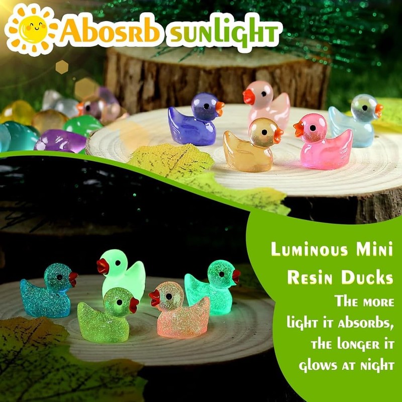 200 PCS Luminous Mini Resin Ducks Glow in The Dark