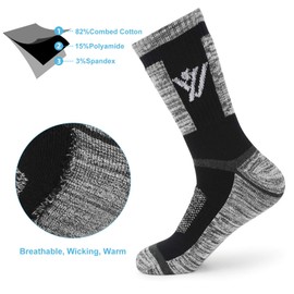 YUEVO SPORTS Men's Athletic Socks Breathable Wicking Cotton Cushioned Crew Work Socks Walking Socks Men size 6-9 Multipack (5 Pairs)
