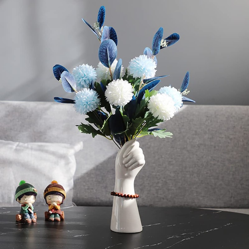 White Ceramic Vases Hand Bud Flower Vase for Decor Hhydroponic