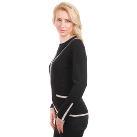 Twin-Set Two-Tone 85% Cashmere and 15% Silk, Black, L