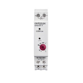 GRÄSSLIN 18.18.0013.1 Turnus 501 A - Analogue Twilight Switch with External Brightness Sensor for Outdoor and Indoor Use with Built-In Light Sensor I 2-2000lx I 1CH I 1TE