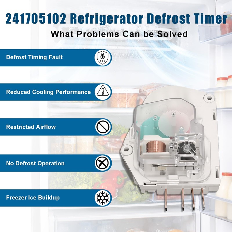 241705102 Refrigerator Defrost Timer Compatible with Frigidaire and Crosley