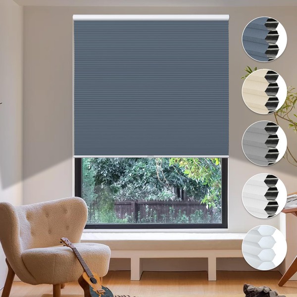 HOMEDEMO Blackout Cellular Shades Cordless, Honeycomb Shade Blinds, Thermal Insulated