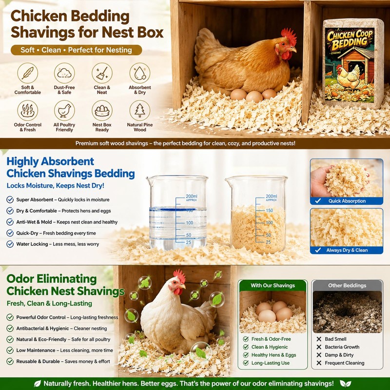 Eyaeyao 16 oz Natural Pine Shavings, Absorbent Chicken Coop Bedding