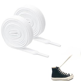 DAJING 2 Pieces White Shoe Laces - Durable Laces for Trainers,Boots,Athletic Shoes, and More