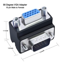 DTech VGA 90 Degree Right Angle Adapter 15 Pin Male to Female Extension Converter Coupler