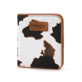 X Wrangler Small Brown Cow Print Wallets for Women Slim Thin Wallet Card Cases Money Organizer Thin Mini Pocket Wallet with Rfid Lining and A Coin Purse