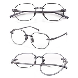 LUFF Reading Glasses Men Women-Blue Light Blocking Lightweight Computer Reader,3 Pack TR90 Unique Polygon Frameless Eyeglasses(2.5X)
