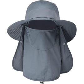 Green&Cozy Safari Hat, Wide Brim Hat, Men's, Ultra Lightweight, Moisture Wicking, Quick Drying, Mesh, UV Protection, Pollen, Sun Protection, 3-Way, Foldable, Fishing, Mountain Climbing, Outdoor Sports