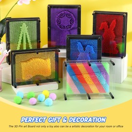 Jenaai 8 Pack 3D Pin Art Toy Bulk Large Size Pin Art Board 6 x 8 Inches Impression Sculpture Needle Toys Art Sensory Toys for Kids Adults Hand Mold Board Toy Gifts Home Office Decoration (Multicolor)