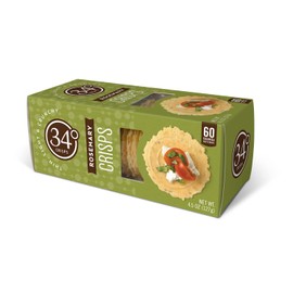 34 Degrees Rosemary Crisps | Light & Crunchy Thin Crackers for Charcuterie, Cheese Boards & Entertaining, Single Pack (4.5oz)