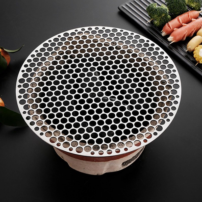 One Piece Stainless Steel Barbecue Grill Mesh Multifunctional Round Grill