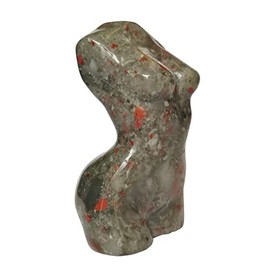 Bacatgem African Bloodstone Healing Crystal Female Model Figurine Sculpture, 2 Inches Carving Pocket Palm Stone Office Decor Decoration