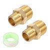 uxcell 2pcs Hex Nipple Brass Pipe Fitting, 3/8 NPT Male
