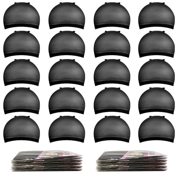 MORGLES Wig Caps, Stretchy Nylon Stocking Caps for Wigs for Women, 20 Pieces, Black