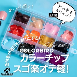 COLORBIRD Nail Tips Foot 12 Colors with Case Foot Nail Tips Black Pink Blue Red (Gloss for feet)