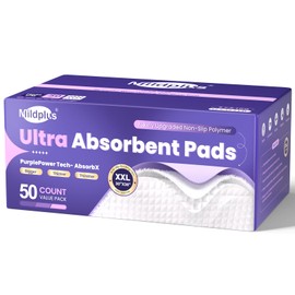MILDPLUS Heavy Duty Disposable Underpads, 30x36 Inch (50 Count) | 110g Super Absorbent | Purple Leak-Proof Chucks Pads for Incontinence Care of Adults, Seniors, Kids & Pets