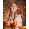 Futrzane Women's Beige Sherpa Trim Hat - Winter Hats -