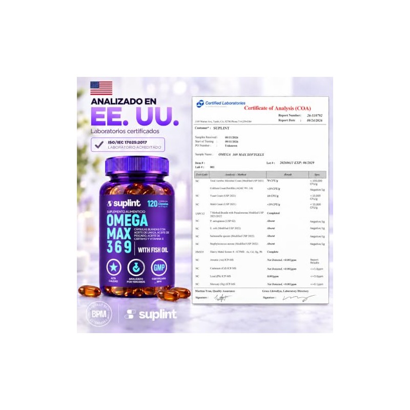 Omega 3-6-9 – Aceite de Pescado, EPA, DHA, ALA, Vitamina