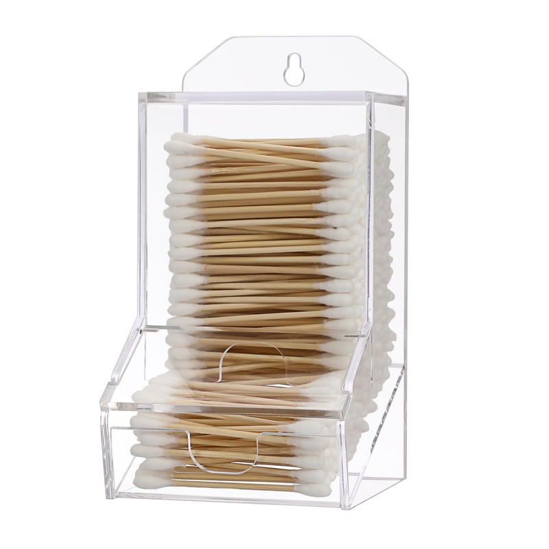 Hipiwe Clear Qtip Dispenser Wall Mount Acrylic Q Tip Holder