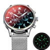 Alienwork IK Automatic Watch Men Women Chronograph Mesh Strap, Silver/black/silver