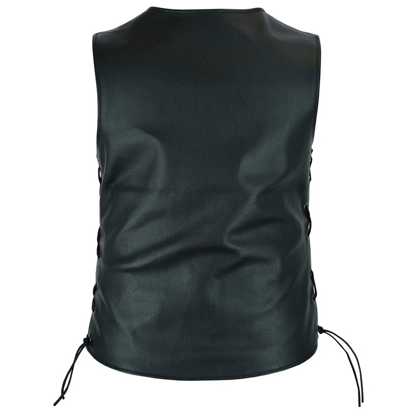 Women's Motorcycle Leather Vest With Longer Cut and Dual Gun