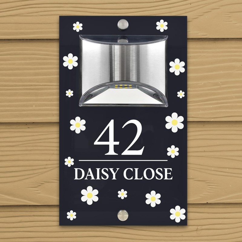 Custom Signs Solar Illuminated Modern Anthracite House Number Sign 24cm