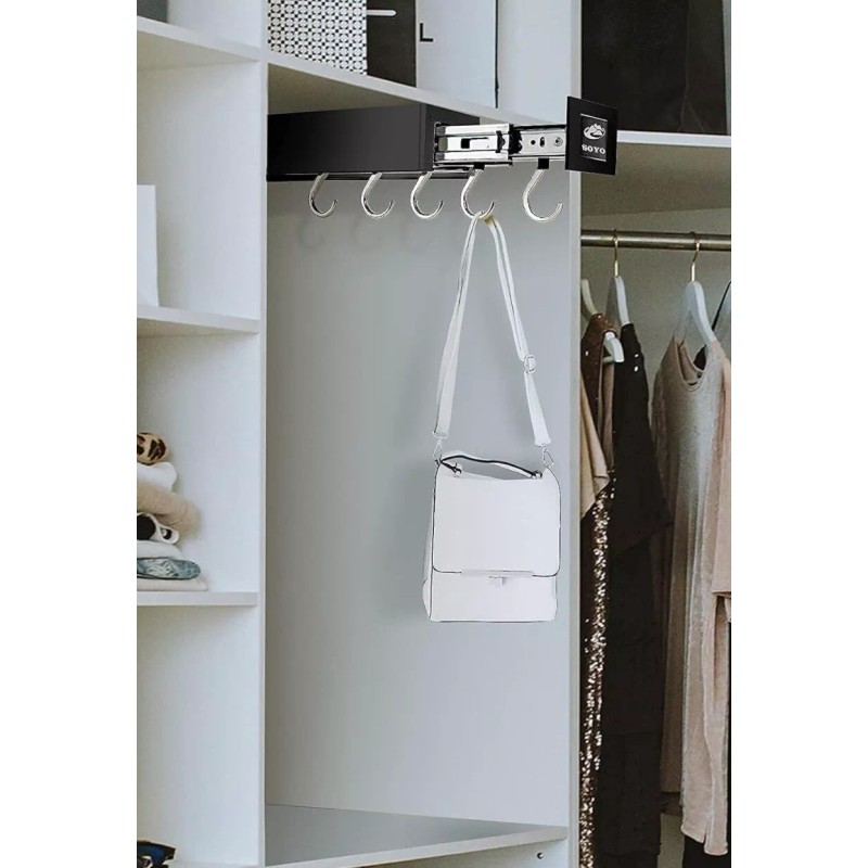 Soyo Adjustable Hanging Pot Rack Closet Organizer Pantry 7 Hooks