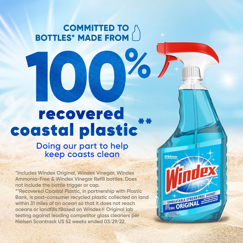 Windex Refill Glass and Window Cleaner Bottle, Bottle Made from