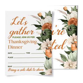 ZEQNIOIZ Thanksgiving Party Invitations Fall Pumpkin Friendsgiving Thanksgiving Dinner Party Invitation Cards with Envelopes Set of 20