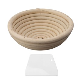 Round Bread Proofing Basket with Liner Cloth Dough Rising Rattan Bowl Set for Bread Making 16CM Diameter
