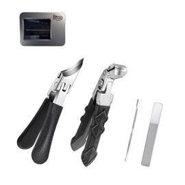 Toenail Clippers Sets for Seniors Thick Toenails Ultra Slanted Upgrade Angled Head Large Toe Nail Clippers for Men ingrown toenail Clippers Anti-Splash Elbow Nail Clippers（Elegant Edition）