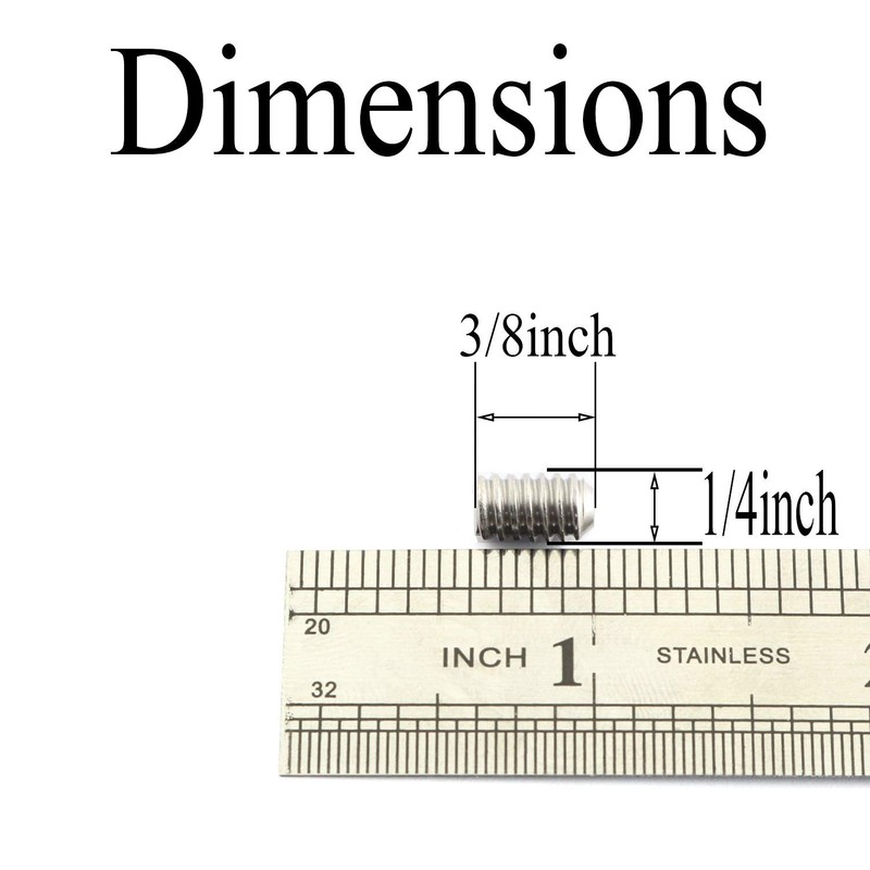 RuiLing 25PCS 1/4-20x3/8" Hexagon Hex Socket Set Screws 304 Stainless