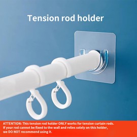 Tension Shower Curtain Rods Holder, Shower Rod Bracket Adhesive Replacement Sticker, No Drilling Sticky Pads Retainer for Closet Rod, Semicircular - 12 PCS