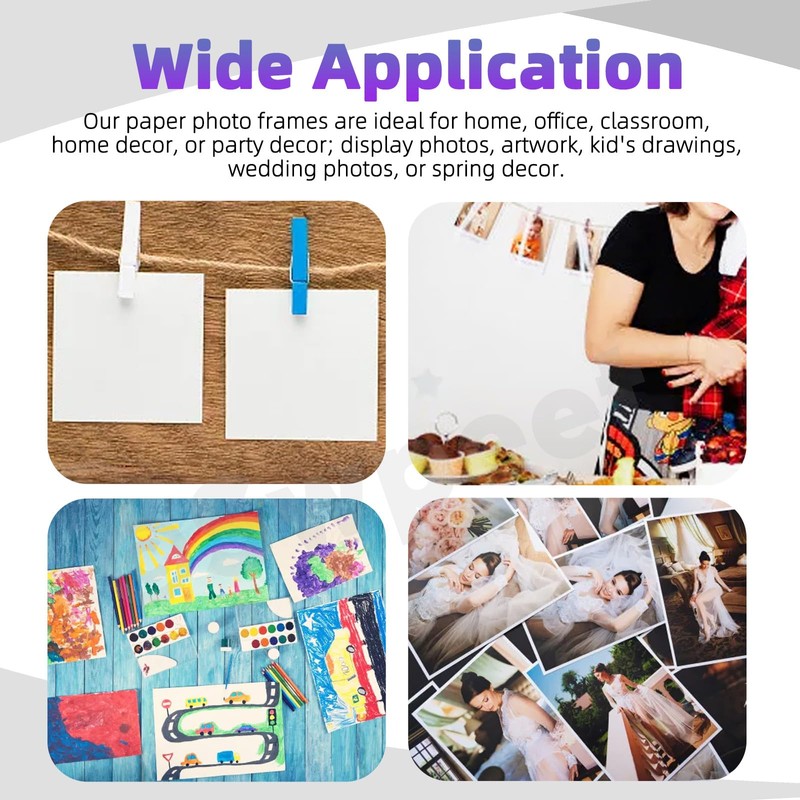Swpeet 105Pcs Paper Photo Frames Set, Hanging Photo Display Frames,