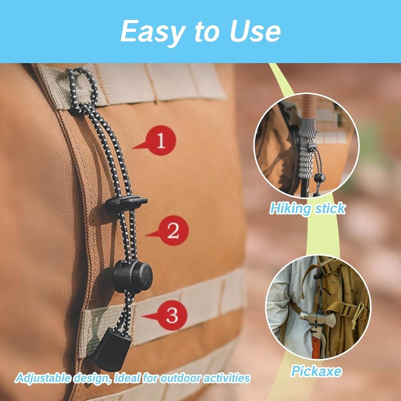 NIIIYTYB 3 Pcs Backpack with Trekking Pole Holder Adjustable Bungee
