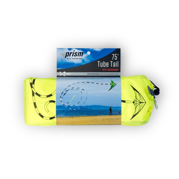 Prism Synapse Foil Power Kite Mega Tail Bundle (4 Items) + Prism 75ft Tube Tail + Peter Lynn Heavy Duty Padded Kite Control Strap Handles Pair + WindBone Kiteboarding Lifestyle Stickers (170 Mango)