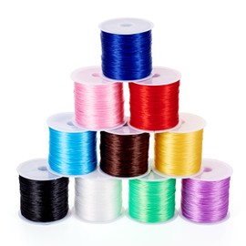 Magibeads 32.81 Yards Flat Elastic Cords for Bracelets 0.8mm Stretchy Bracelet Strings 10 Rolls Beading Thread Beaded Cord Ropes for Crafts DIY Friendship Bracelets Necklaces Jewelry Making Supplies
