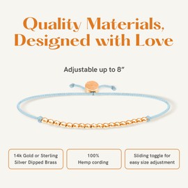 Lucky Feather Milestone 18th Birthday Gifts For Women - 14K Gold Dipped Beads Bracelet on Adjustable 7”- 8” Cord - Bold 18 Year Old Gifts