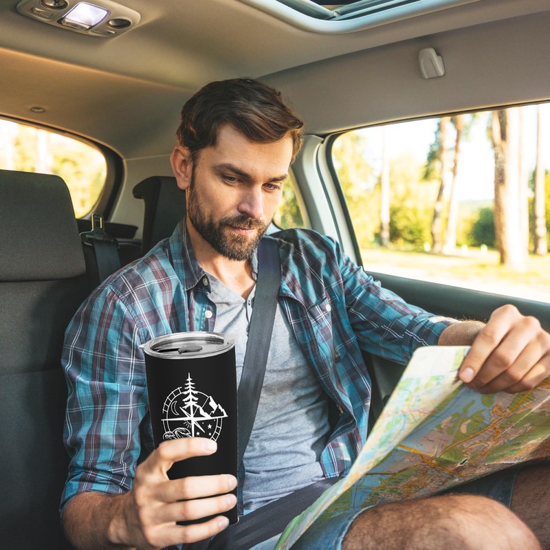 Compass Mountain Stainless Steel Mug 20oz, Vacuum Insulated Cup