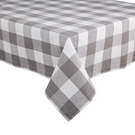 DII Buffalo Check Collection Classic Farmhouse Tablecloth 60x84 Grey and White