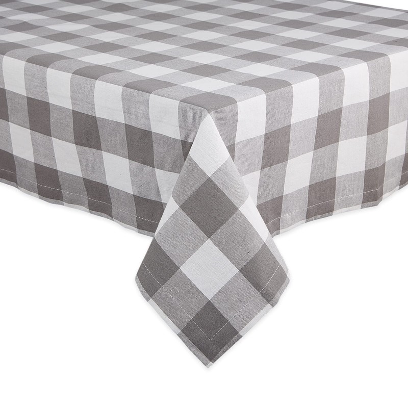 DII Buffalo Check Collection Classic Farmhouse Tablecloth 60x84 Grey and