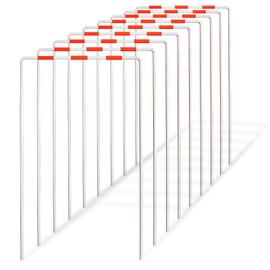 PRAMOON Croquet Wickets Replacement, Set of 9, Heavy Duty Thick Steel Wire with White Plastic Coating, 11 x 6.7, for Families Backyard Lawn Outdoor Game