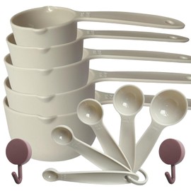 XGiGiX Lightgray Measuring Cups and Measuring Spoons Set of 10pcs, Sense of Advanced Gray Tone, Accurate Tablespoon Cooking and Baking Kitchen Measure Tools, New home kitchen gift.