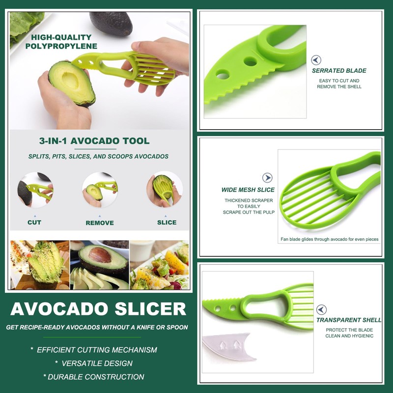 Avocado Slicer Tools 3 PCS - Avocado Saver for Fridge